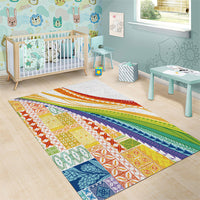 Pasifika Samoa Siapo Malu Tattoo Inspired Area Rug Fa'afafine Rainbow Theme LT7 - Polynesian Pride