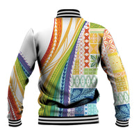 Pasifika Samoa Siapo Malu Tattoo Inspired Baseball Jacket Fa'afafine Rainbow Theme