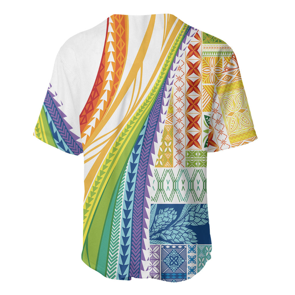 Pasifika Samoa Siapo Malu Tattoo Inspired Baseball Jersey Fa'afafine Rainbow Theme LT7 - Polynesian Pride
