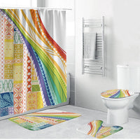 Pasifika Samoa Siapo Malu Tattoo Inspired Bathroom Set Fa'afafine Rainbow Theme LT7 Bathroom Set (4 pcs) Multicolor - Polynesian Pride