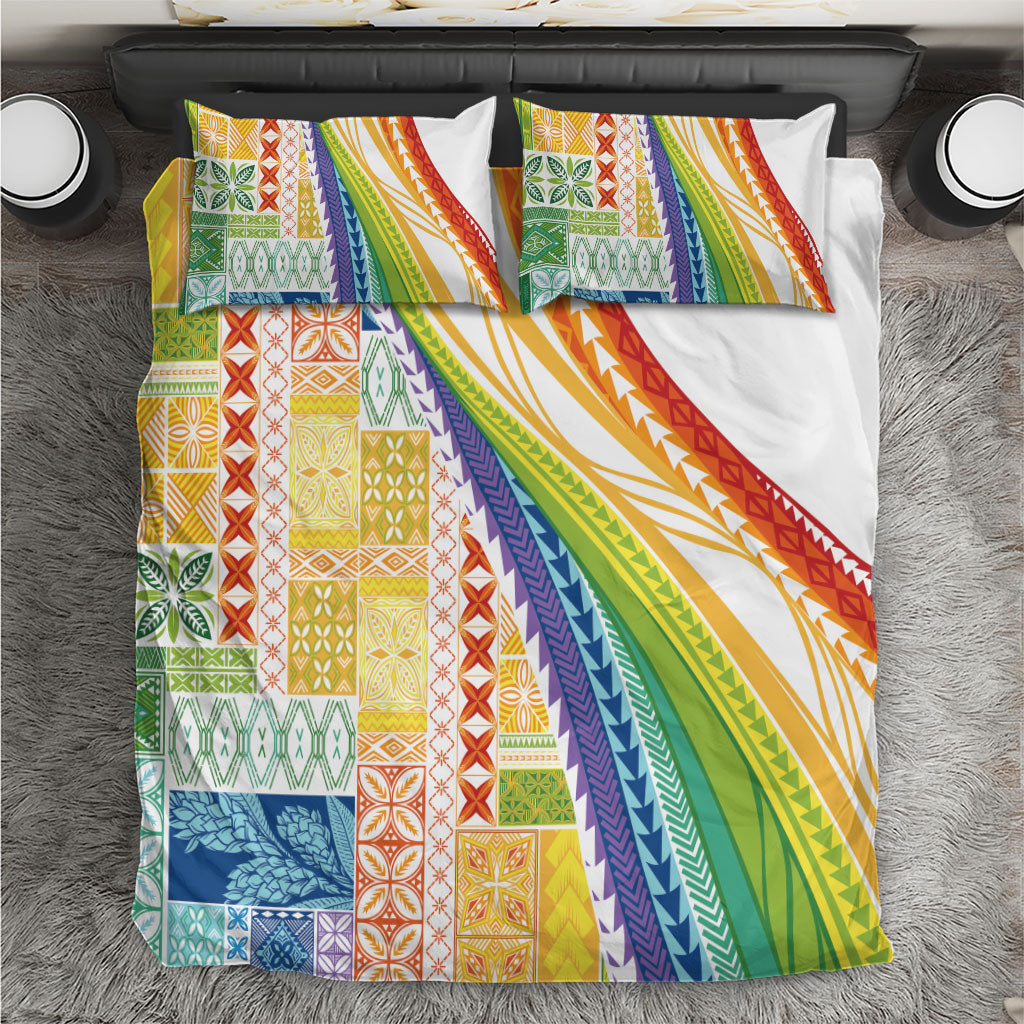 Pasifika Samoa Siapo Malu Tattoo Inspired Bedding Set Fa'afafine Rainbow Theme LT7 Multicolor - Polynesian Pride