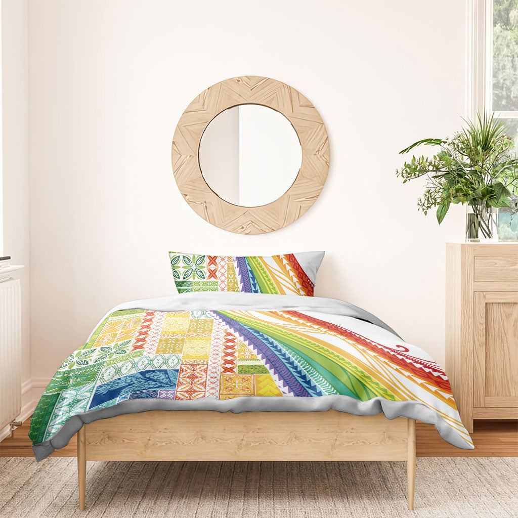 Pasifika Samoa Siapo Malu Tattoo Inspired Bedding Set Fa'afafine Rainbow Theme LT7 - Polynesian Pride