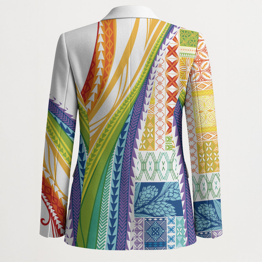 Pasifika Samoa Siapo Malu Tattoo Inspired Blazer Fa'afafine Rainbow Theme LT7 - Polynesian Pride