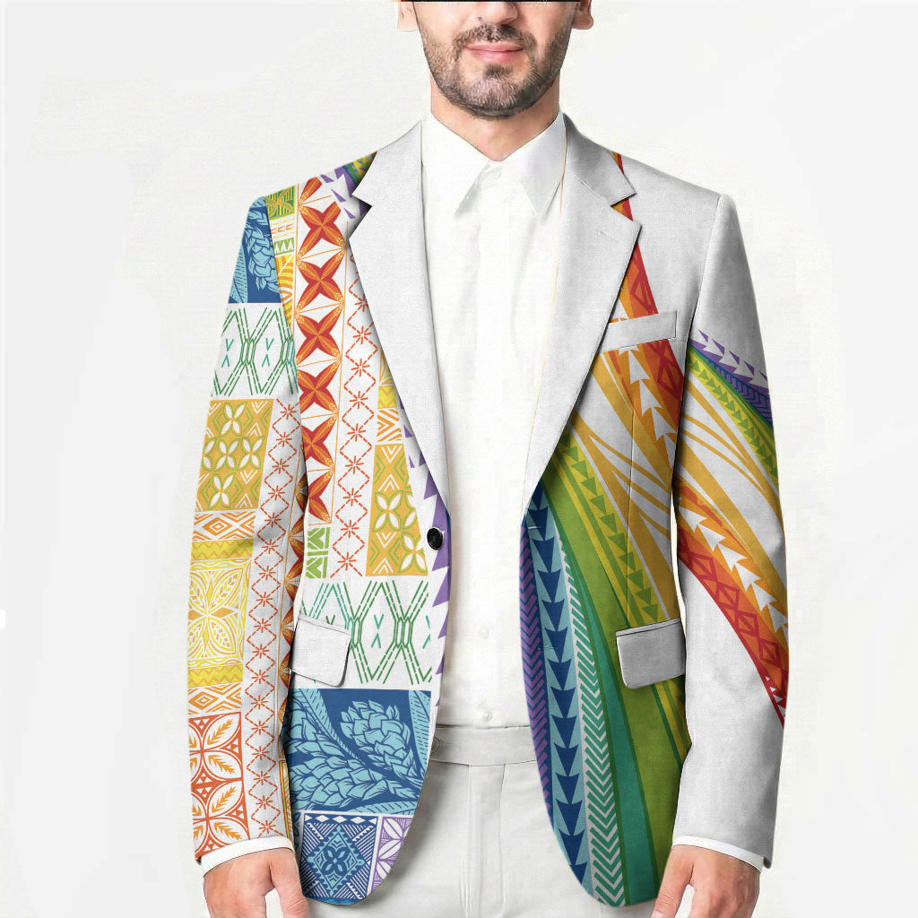 Pasifika Samoa Siapo Malu Tattoo Inspired Blazer Fa'afafine Rainbow Theme LT7 - Polynesian Pride