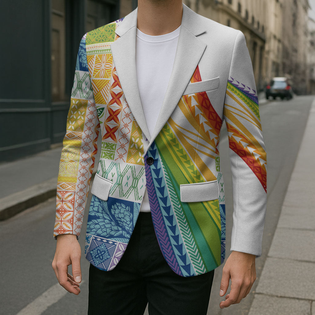 Pasifika Samoa Siapo Malu Tattoo Inspired Blazer Fa'afafine Rainbow Theme LT7 - Polynesian Pride