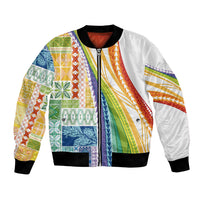 Pasifika Samoa Siapo Malu Tattoo Inspired Bomber Jacket Fa'afafine Rainbow Theme LT7 Unisex Multicolor - Polynesian Pride
