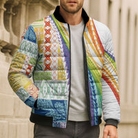 Pasifika Samoa Siapo Malu Tattoo Inspired Bomber Puffer Jacket Fa'afafine Rainbow Theme LT7 - Polynesian Pride