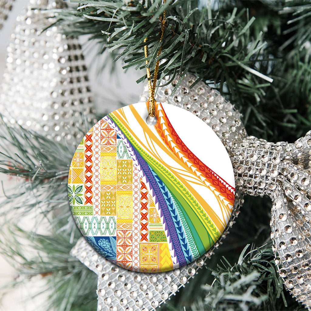 Pasifika Samoa Siapo Malu Tattoo Inspired Ceramic Ornament Fa'afafine Rainbow Theme LT7 - Polynesian Pride