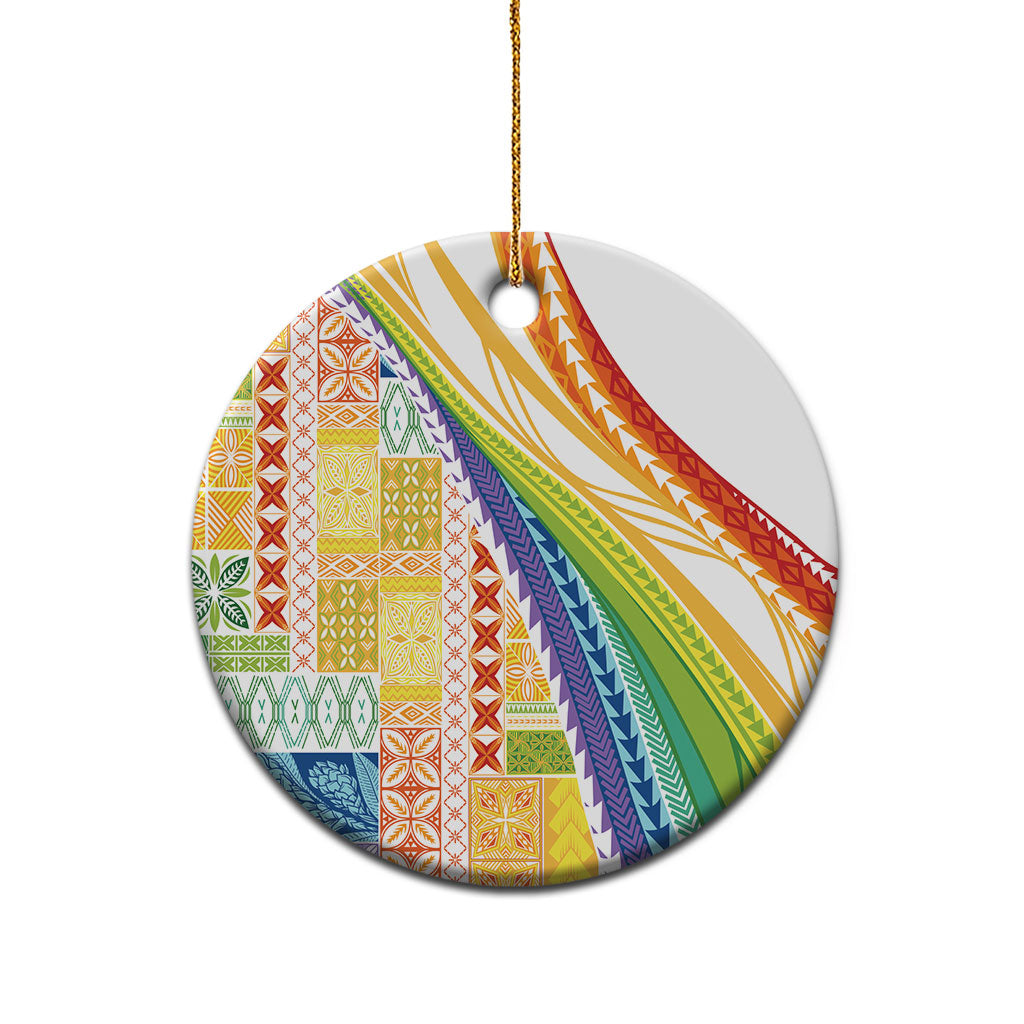 Pasifika Samoa Siapo Malu Tattoo Inspired Ceramic Ornament Fa'afafine Rainbow Theme LT7 - Polynesian Pride