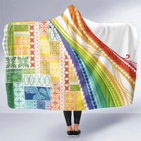Pasifika Samoa Siapo Malu Tattoo Inspired Hooded Blanket Fa'afafine Rainbow Theme LT7 One Size Multicolor - Polynesian Pride