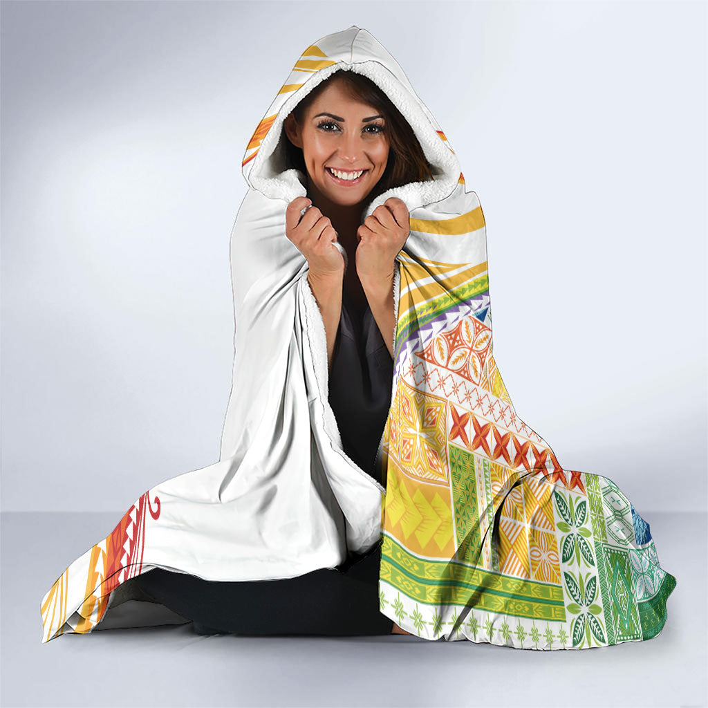 Pasifika Samoa Siapo Malu Tattoo Inspired Hooded Blanket Fa'afafine Rainbow Theme LT7 - Polynesian Pride
