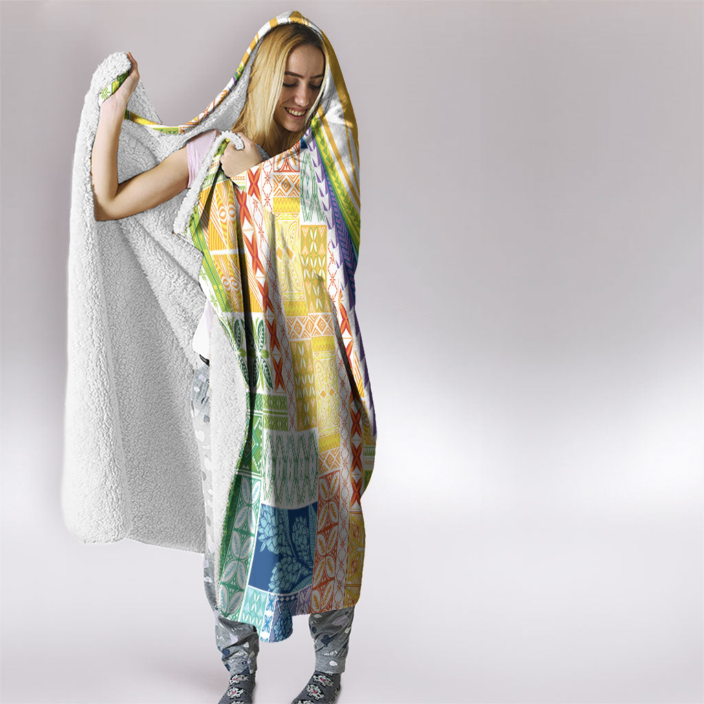 Pasifika Samoa Siapo Malu Tattoo Inspired Hooded Blanket Fa'afafine Rainbow Theme LT7 - Polynesian Pride