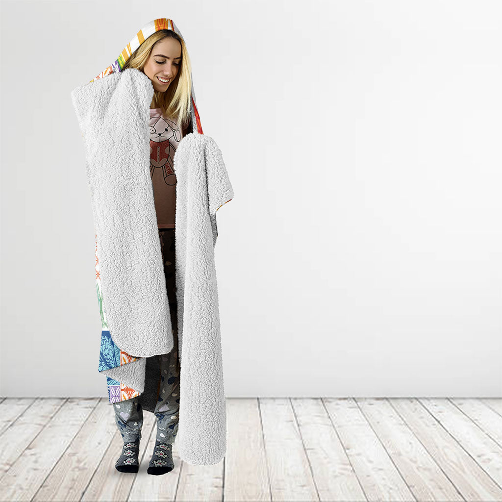 Pasifika Samoa Siapo Malu Tattoo Inspired Hooded Blanket Fa'afafine Rainbow Theme LT7 - Polynesian Pride