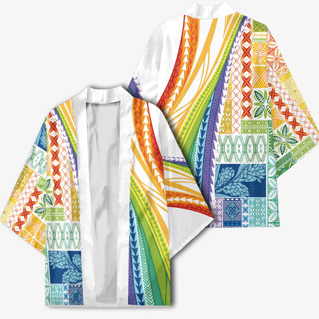 Pasifika Samoa Siapo Malu Tattoo Inspired Kimono Fa'afafine Rainbow Theme LT7 - Polynesian Pride
