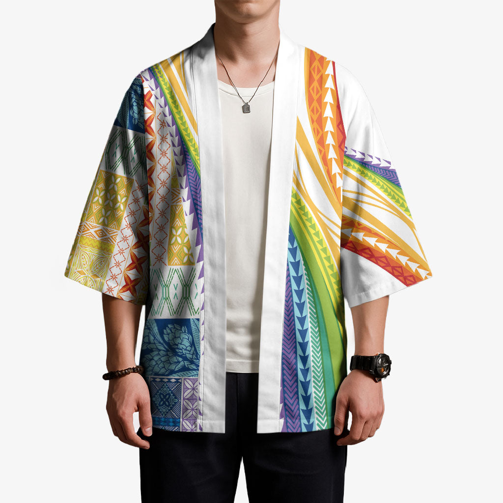 Pasifika Samoa Siapo Malu Tattoo Inspired Kimono Fa'afafine Rainbow Theme LT7 - Polynesian Pride