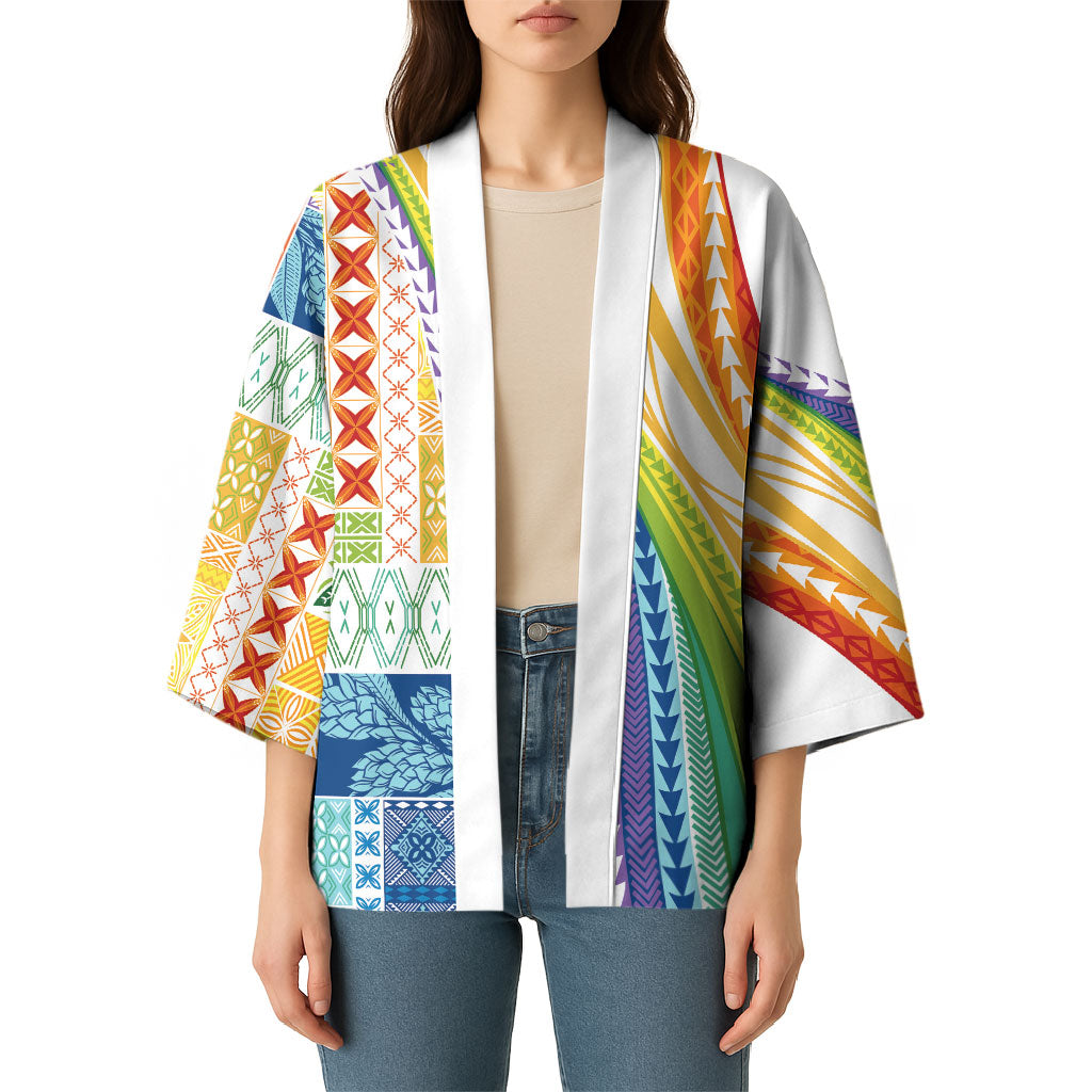 Pasifika Samoa Siapo Malu Tattoo Inspired Kimono Fa'afafine Rainbow Theme LT7 - Polynesian Pride