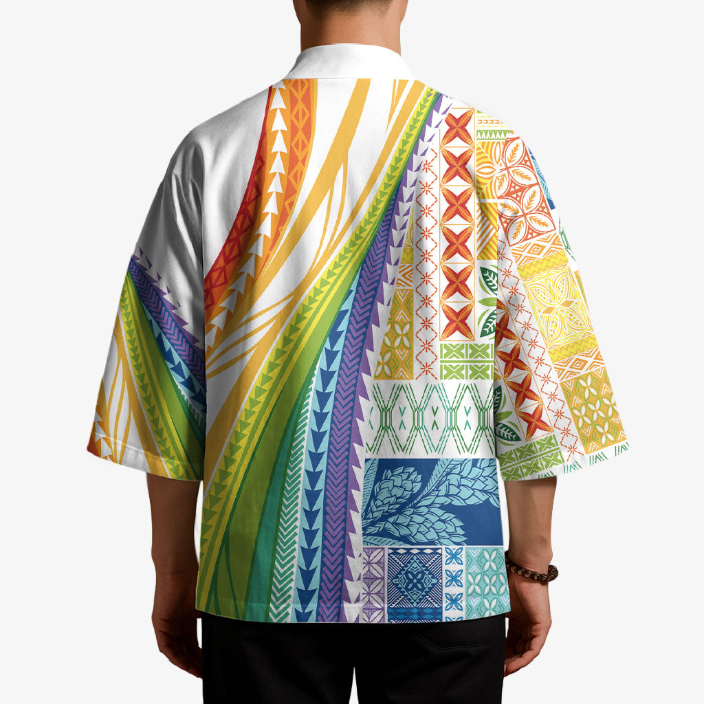 Pasifika Samoa Siapo Malu Tattoo Inspired Kimono Fa'afafine Rainbow Theme LT7 - Polynesian Pride