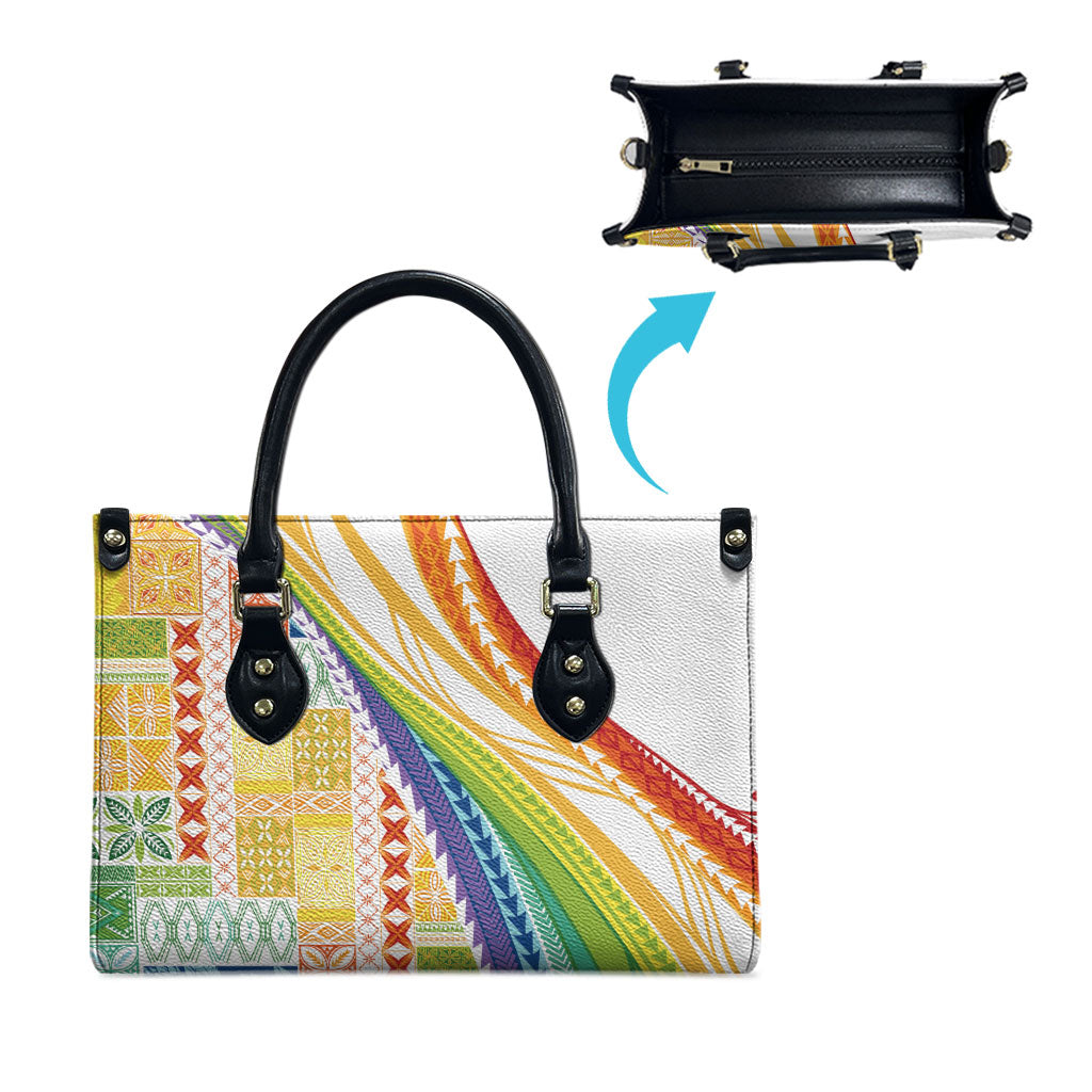 Pasifika Samoa Siapo Malu Tattoo Inspired Leather Bag Fa'afafine Rainbow Theme LT7 - Polynesian Pride