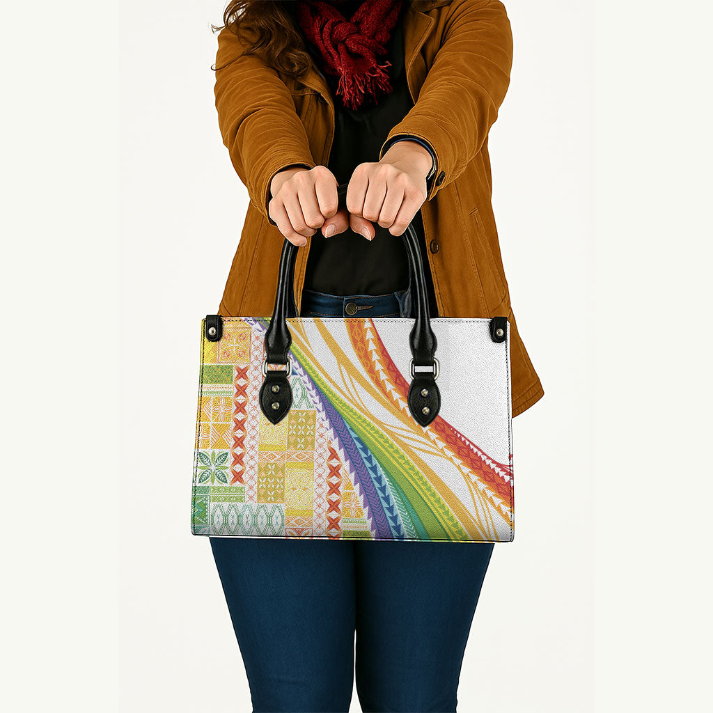 Pasifika Samoa Siapo Malu Tattoo Inspired Leather Bag Fa'afafine Rainbow Theme LT7 - Polynesian Pride