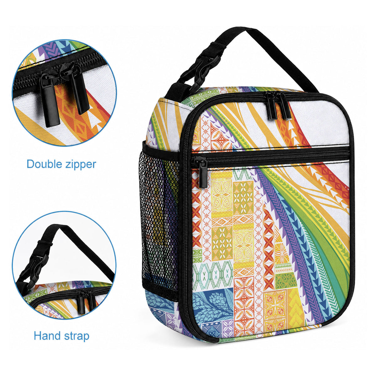 Pasifika Samoa Siapo Malu Tattoo Inspired Lunch Bag Fa'afafine Rainbow Theme LT7 - Polynesian Pride
