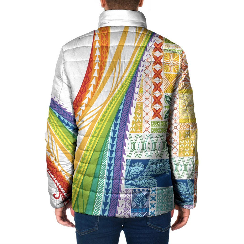 Pasifika Samoa Siapo Malu Tattoo Inspired Padded Jacket Fa'afafine Rainbow Theme LT7 - Polynesian Pride