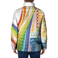 Pasifika Samoa Siapo Malu Tattoo Inspired Padded Jacket Fa'afafine Rainbow Theme LT7 - Polynesian Pride