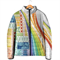 Pasifika Samoa Siapo Malu Tattoo Inspired Padded Jacket Fa'afafine Rainbow Theme LT7 - Polynesian Pride