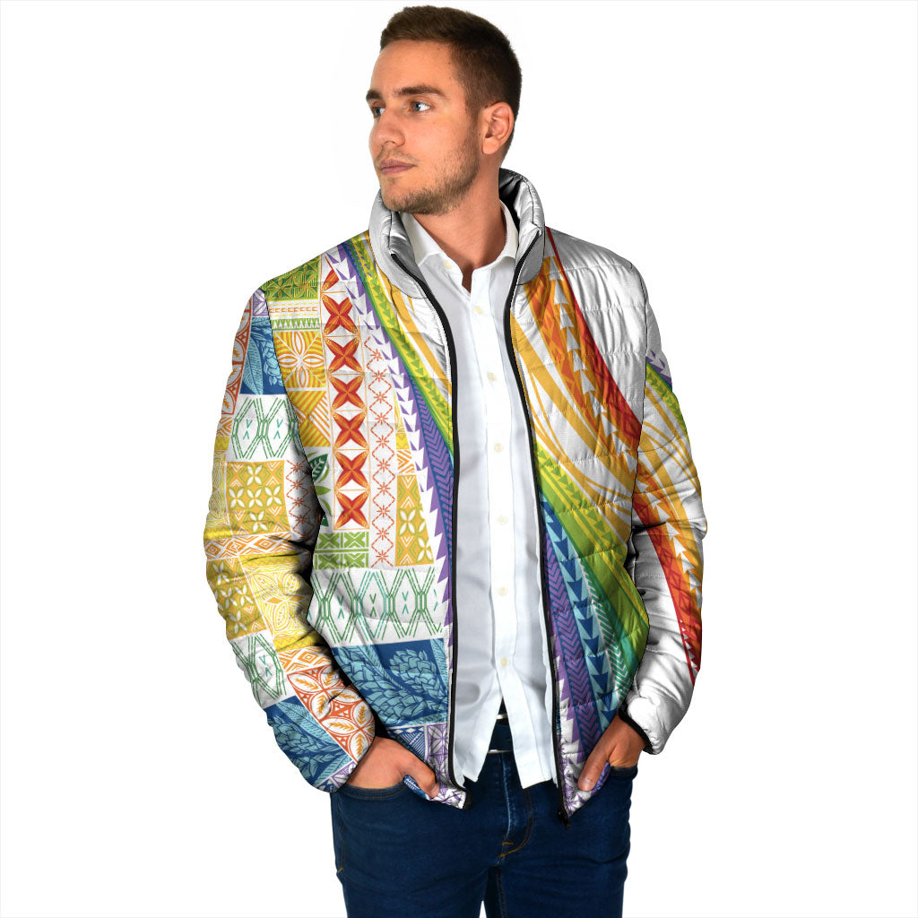 Pasifika Samoa Siapo Malu Tattoo Inspired Padded Jacket Fa'afafine Rainbow Theme LT7 - Polynesian Pride