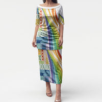 Pasifika Samoa Siapo Malu Tattoo Inspired Puletasi Fa'afafine Rainbow Theme LT7 Long Dress Multicolor - Polynesian Pride