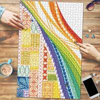Pasifika Samoa Siapo Malu Tattoo Inspired Puzzle Fa'afafine Rainbow Theme LT7 Multicolor - Polynesian Pride