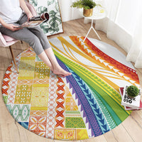 Pasifika Samoa Siapo Malu Tattoo Inspired Round Carpet Fa'afafine Rainbow Theme LT7 - Polynesian Pride