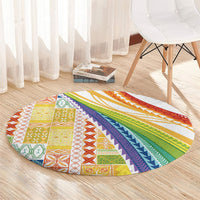 Pasifika Samoa Siapo Malu Tattoo Inspired Round Carpet Fa'afafine Rainbow Theme LT7 - Polynesian Pride