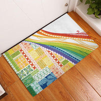 Pasifika Samoa Siapo Malu Tattoo Inspired Rubber Doormat Fa'afafine Rainbow Theme LT7 - Polynesian Pride