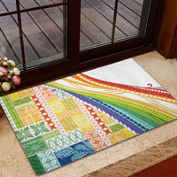 Pasifika Samoa Siapo Malu Tattoo Inspired Rubber Doormat Fa'afafine Rainbow Theme LT7 - Polynesian Pride