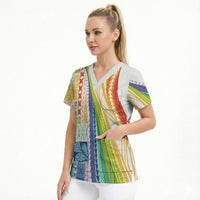 Pasifika Samoa Siapo Malu Tattoo Inspired Scrub Top Fa'afafine Rainbow Theme LT7 - Polynesian Pride