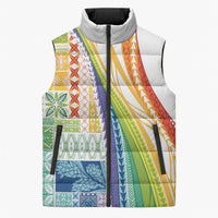Pasifika Samoa Siapo Malu Tattoo Inspired Sleeveless Puffer Jacket Fa'afafine Rainbow Theme LT7 Unisex Multicolor - Polynesian Pride