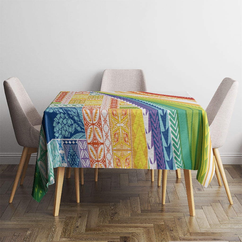 Pasifika Samoa Siapo Malu Tattoo Inspired Tablecloth Fa'afafine Rainbow Theme LT7 - Polynesian Pride