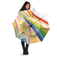 Pasifika Samoa Siapo Malu Tattoo Inspired Umbrella Fa'afafine Rainbow Theme LT7 - Polynesian Pride