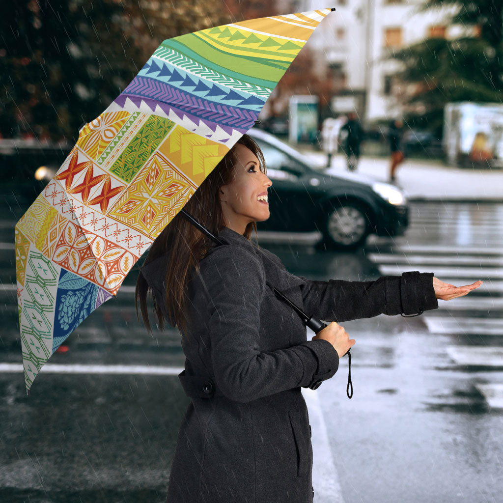 Pasifika Samoa Siapo Malu Tattoo Inspired Umbrella Fa'afafine Rainbow Theme LT7 - Polynesian Pride