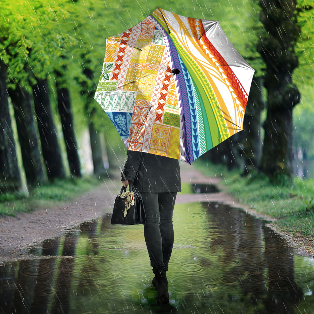 Pasifika Samoa Siapo Malu Tattoo Inspired Umbrella Fa'afafine Rainbow Theme LT7 - Polynesian Pride