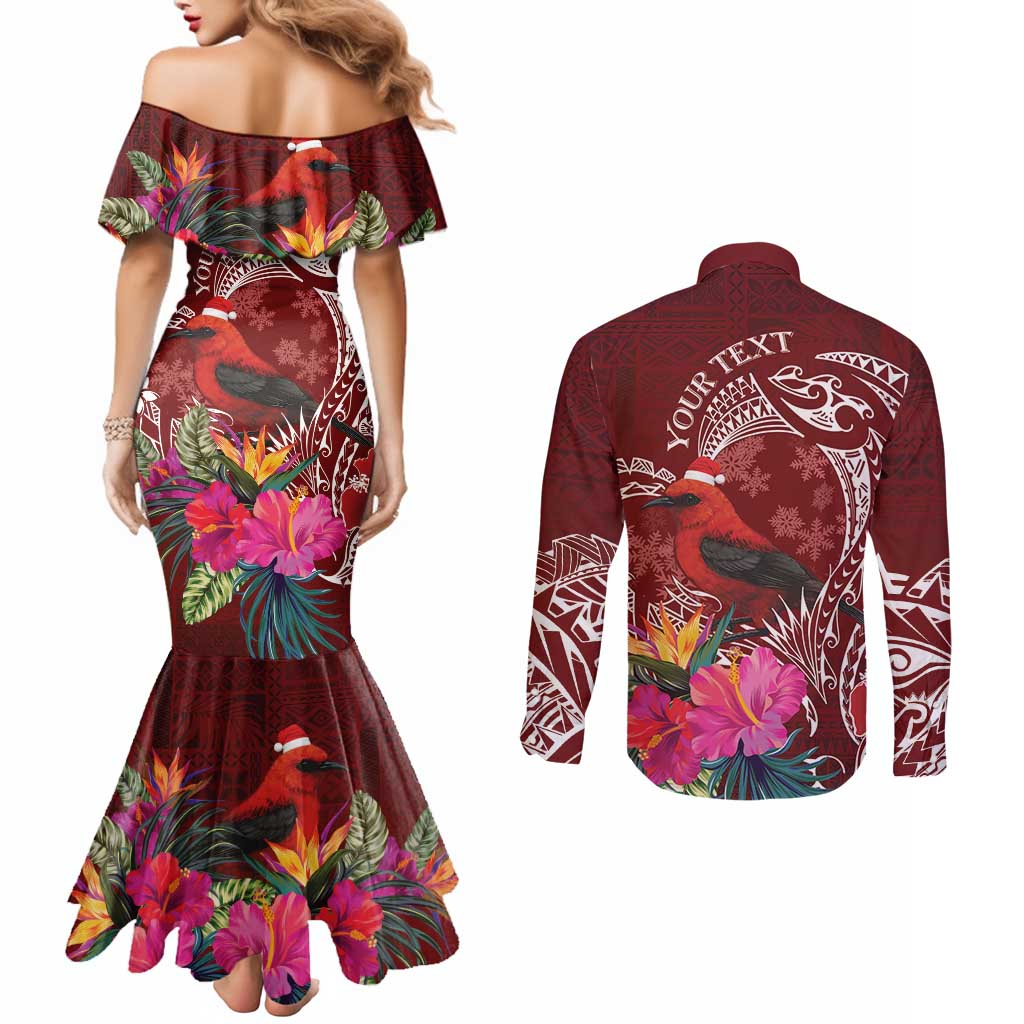 Personalized Samoa Meri Krisimasi Couples Matching Mermaid Dress and Long Sleeve Button Shirt Segasegamau'u Mix Siapo