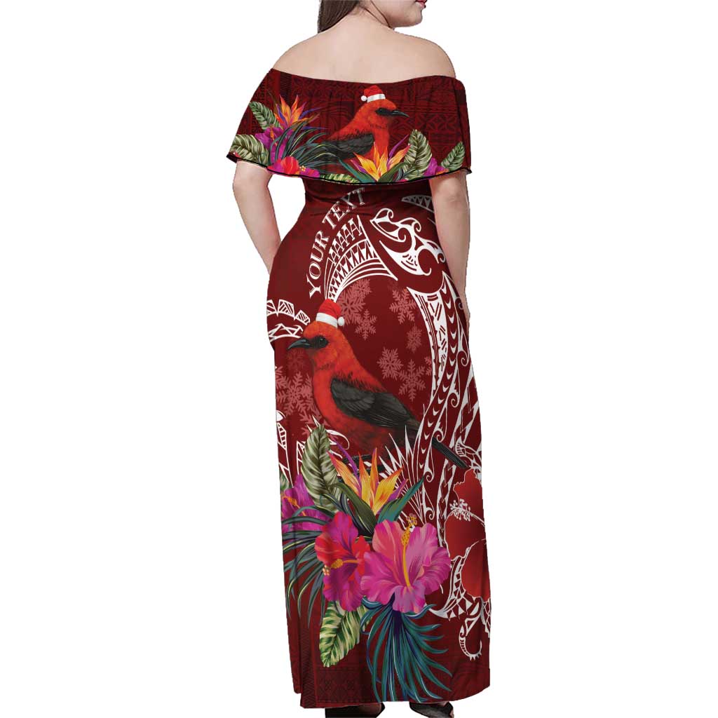 Personalized Samoa Meri Krisimasi Family Matching Off Shoulder Maxi Dress and Hawaiian Shirt Segasegamau'u Mix Siapo