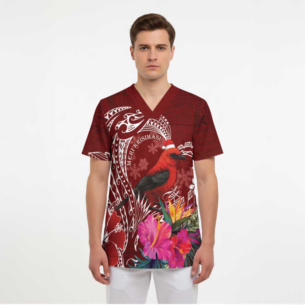 Personalized Samoa Meri Krisimasi Scrub Top Segasegamau'u Mix Siapo - Polynesian Pride
