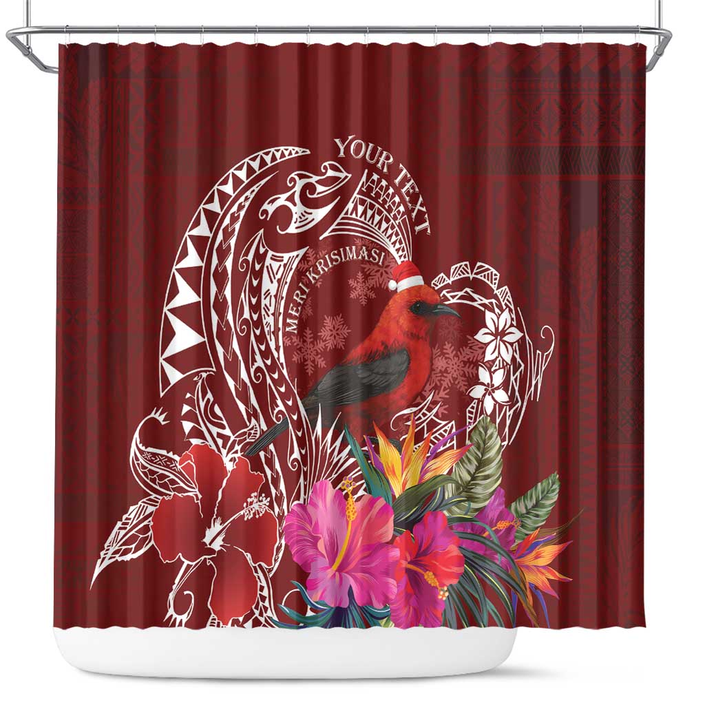 Personalized Samoa Meri Krisimasi Shower Curtain Segasegamau'u Mix Siapo