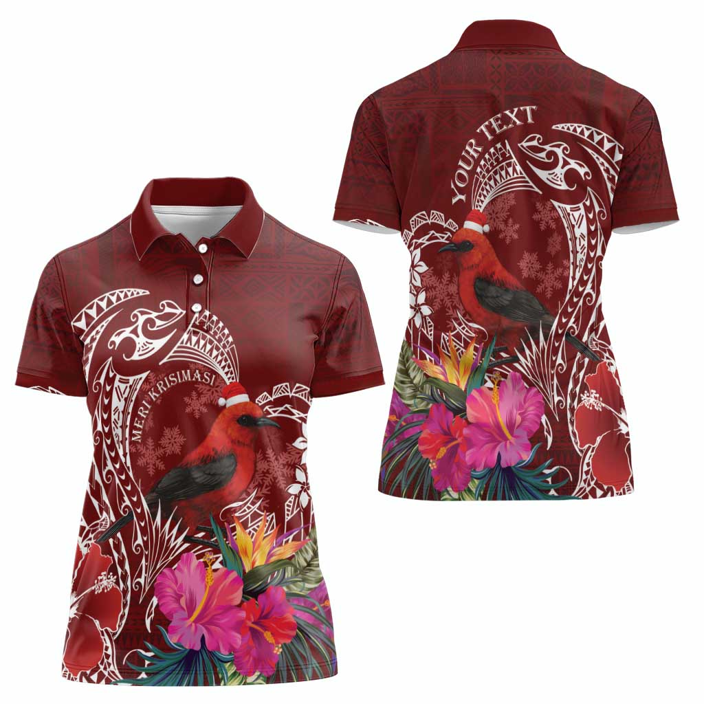 Personalized Samoa Meri Krisimasi Women Polo Shirt Segasegamau'u Mix Siapo