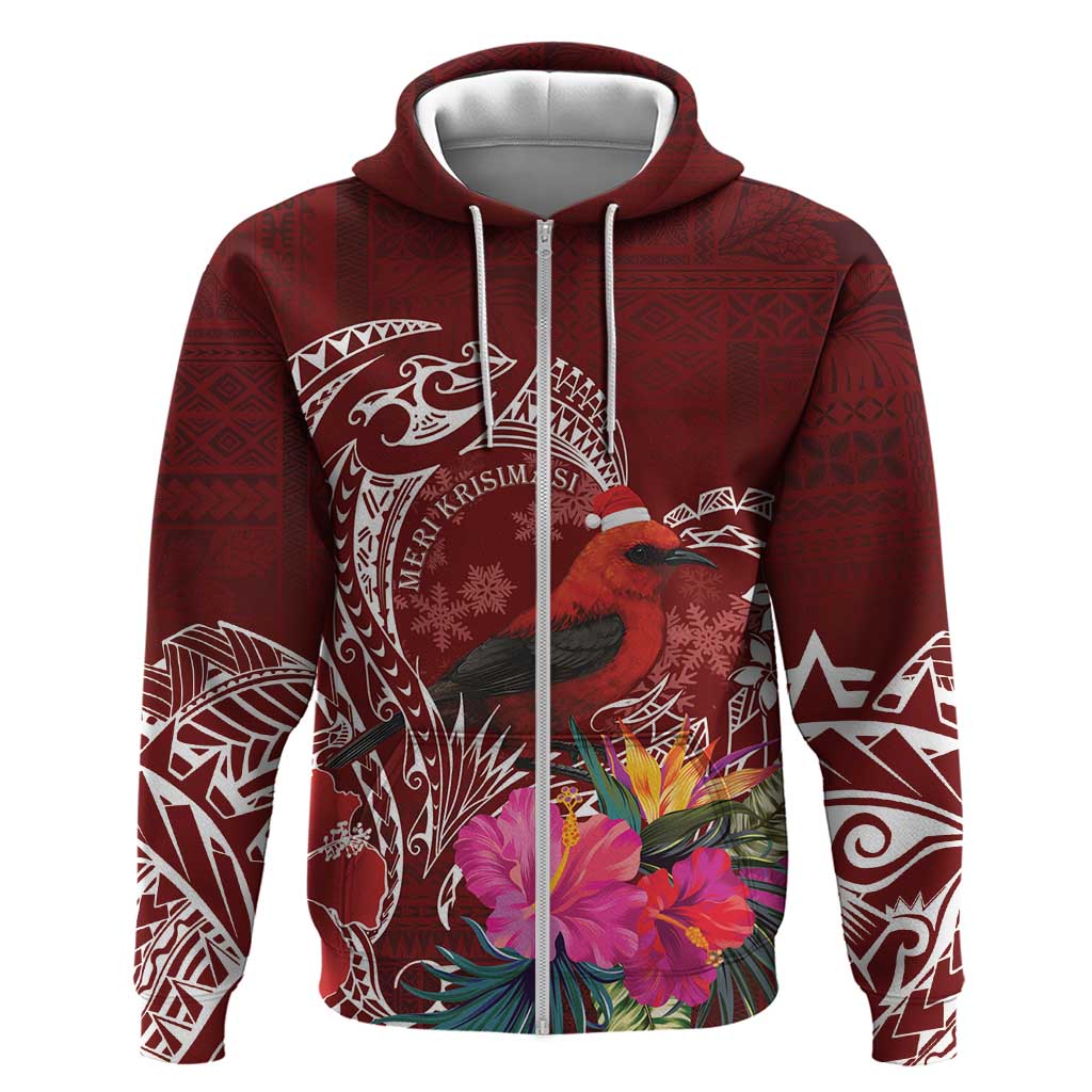 Personalized Samoa Meri Krisimasi Zip Hoodie Segasegamau'u Mix Siapo