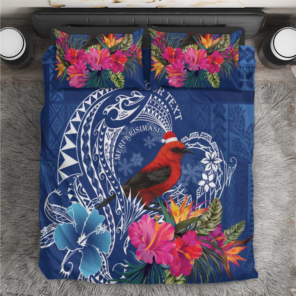 Personalized Samoa Christmas Bedding Set Cardinal Honeyeater Mix Siapo