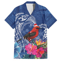 Personalized Samoa Christmas Family Matching Off Shoulder Short Dress and Hawaiian Shirt Cardinal Honeyeater Mix Siapo