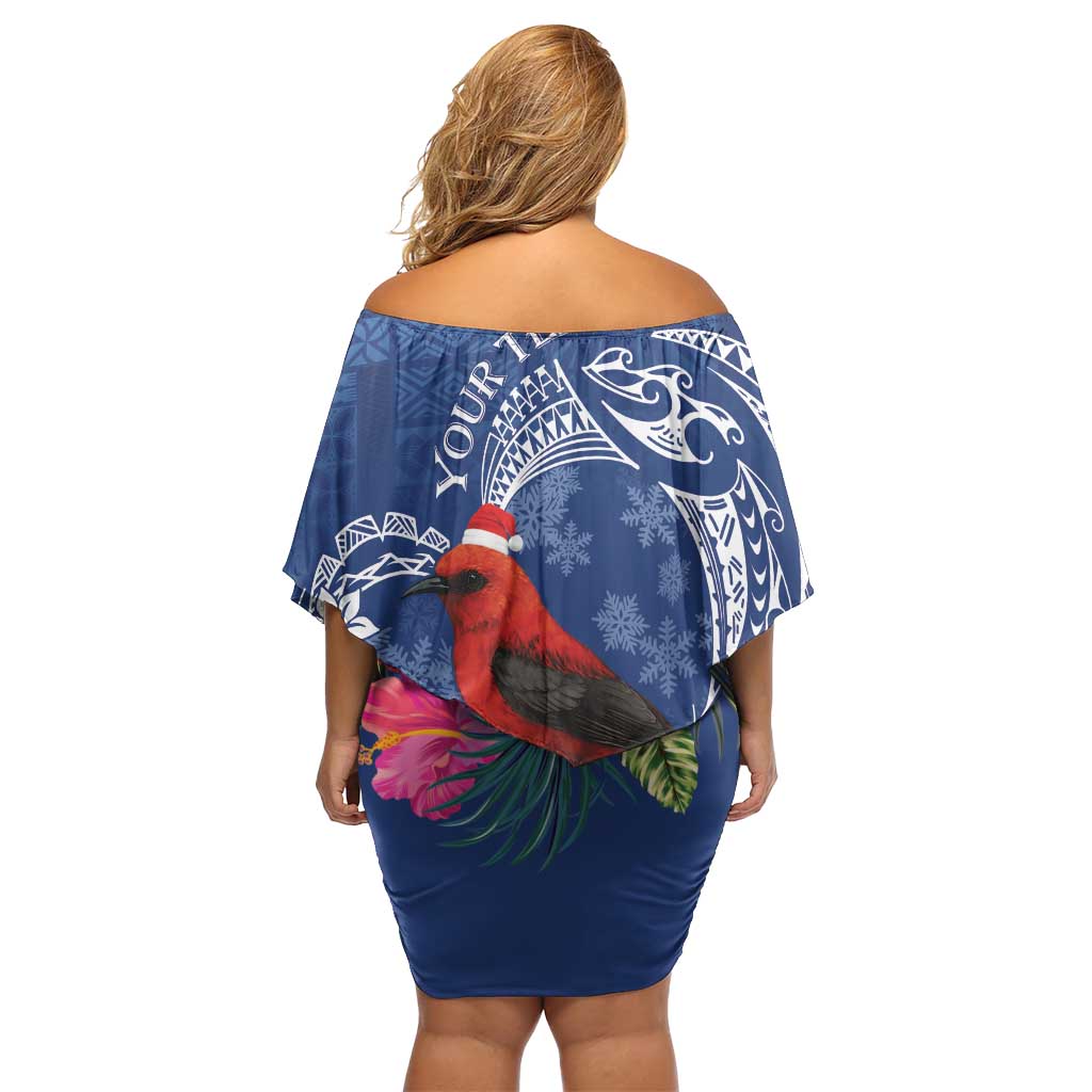 Personalized Samoa Christmas Family Matching Off Shoulder Short Dress and Hawaiian Shirt Cardinal Honeyeater Mix Siapo