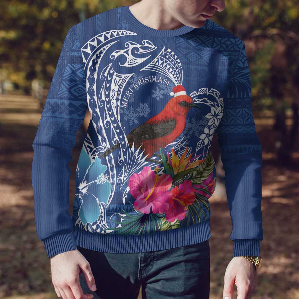 Personalized Samoa Christmas Ugly Christmas Sweater Cardinal Honeyeater Mix Siapo